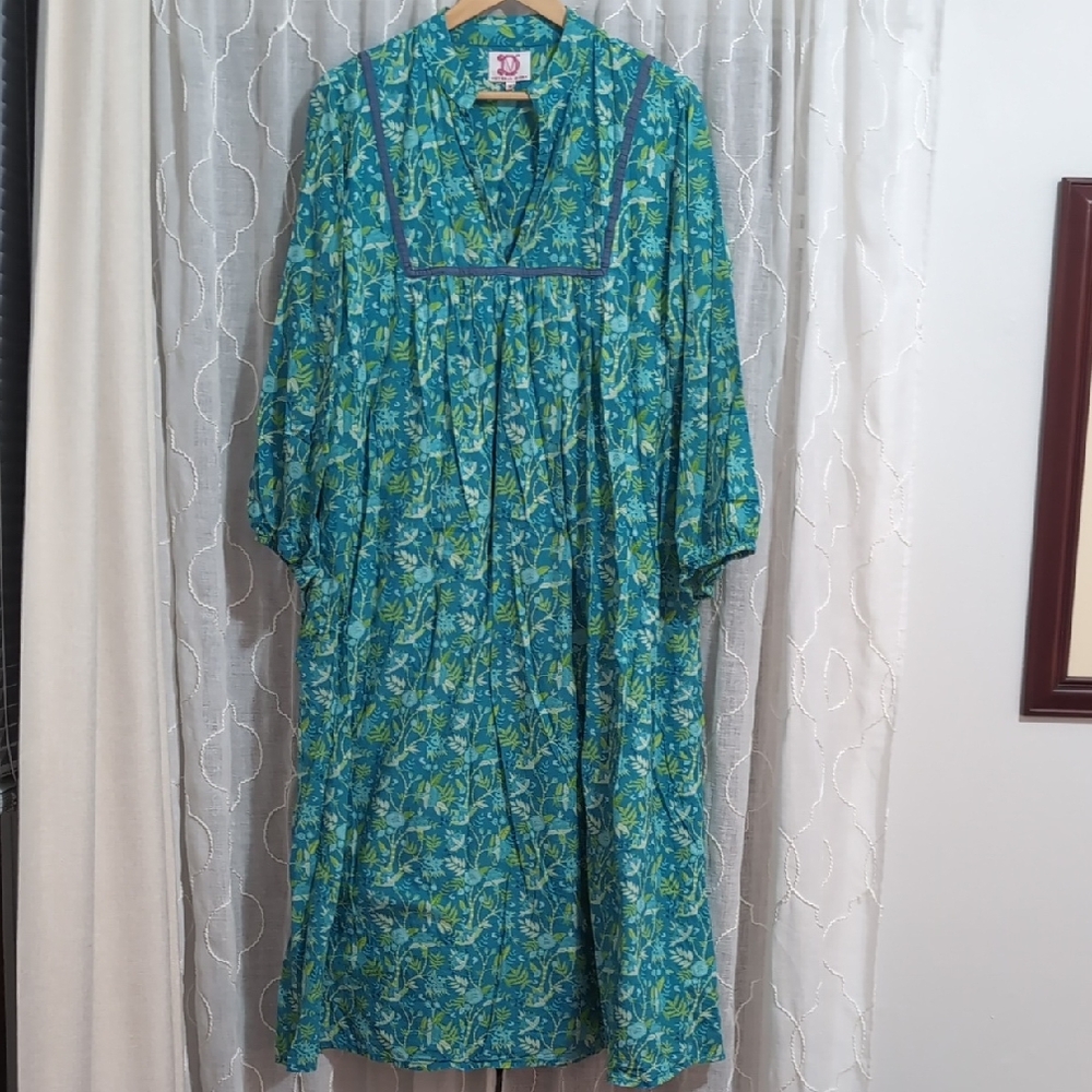 Victoria Dunn Teal Floral Midi Dress